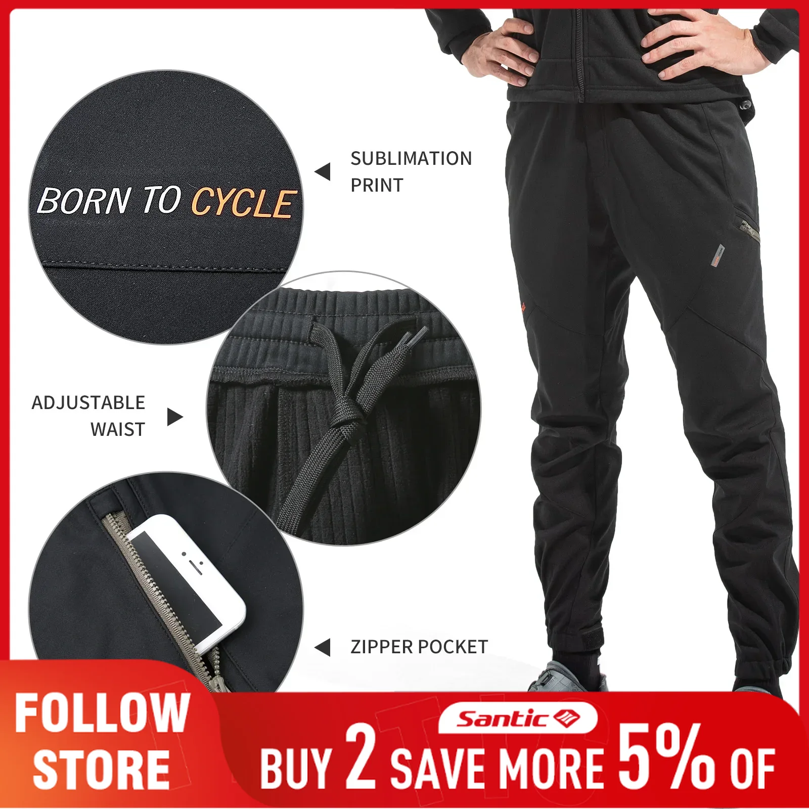 Cycling Commute Pants - Santic повседневные велосипедные брюки мужские зимние